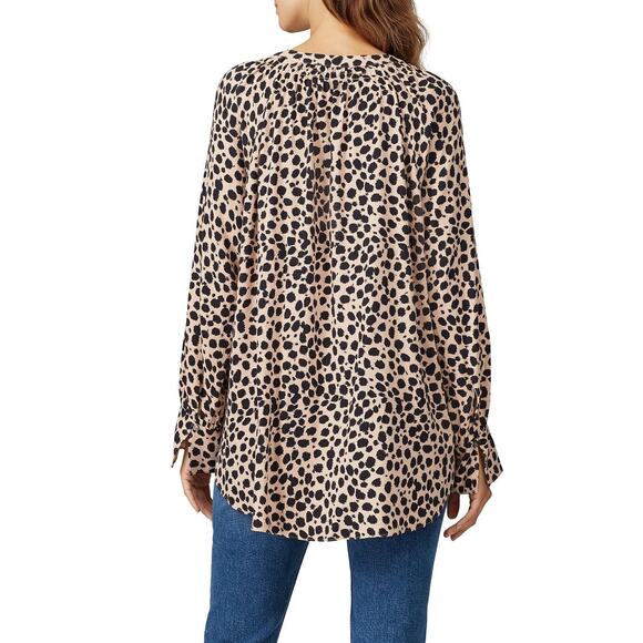INGRID & ISABEL Brown Leopard Long Sleeve Three Button Placket Maternity Top XS - Picture 2 of 10